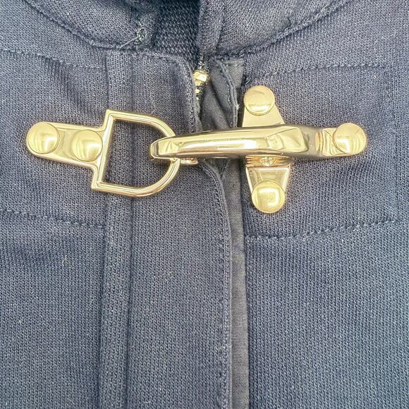 Lauren Ralph Lauren Jacket Gold Clasp 100% Cotton Navy Blue Womens L Classic - Picture 8 of 13